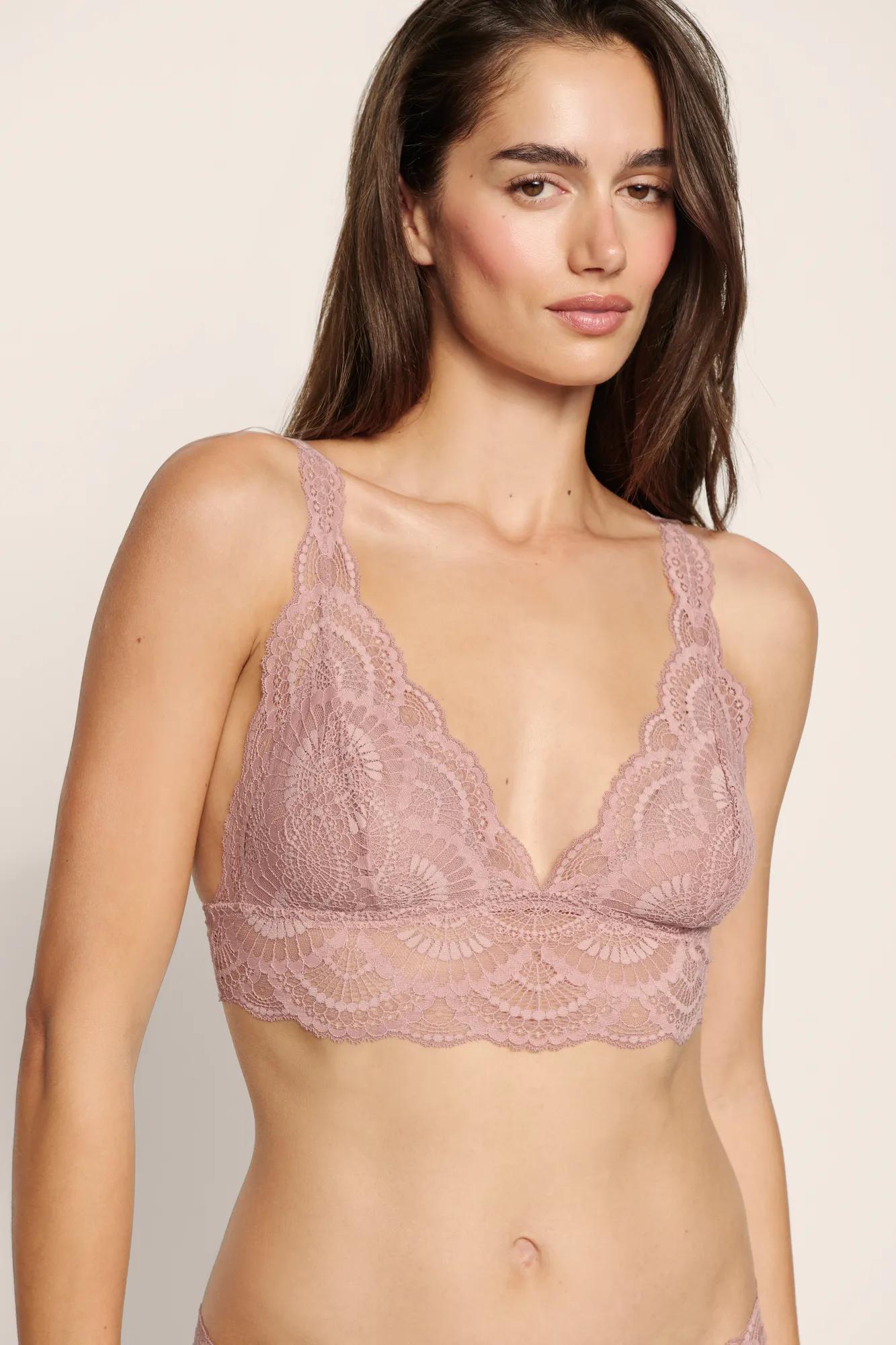 Model is wearing Mariana Bralette in Woodrose
