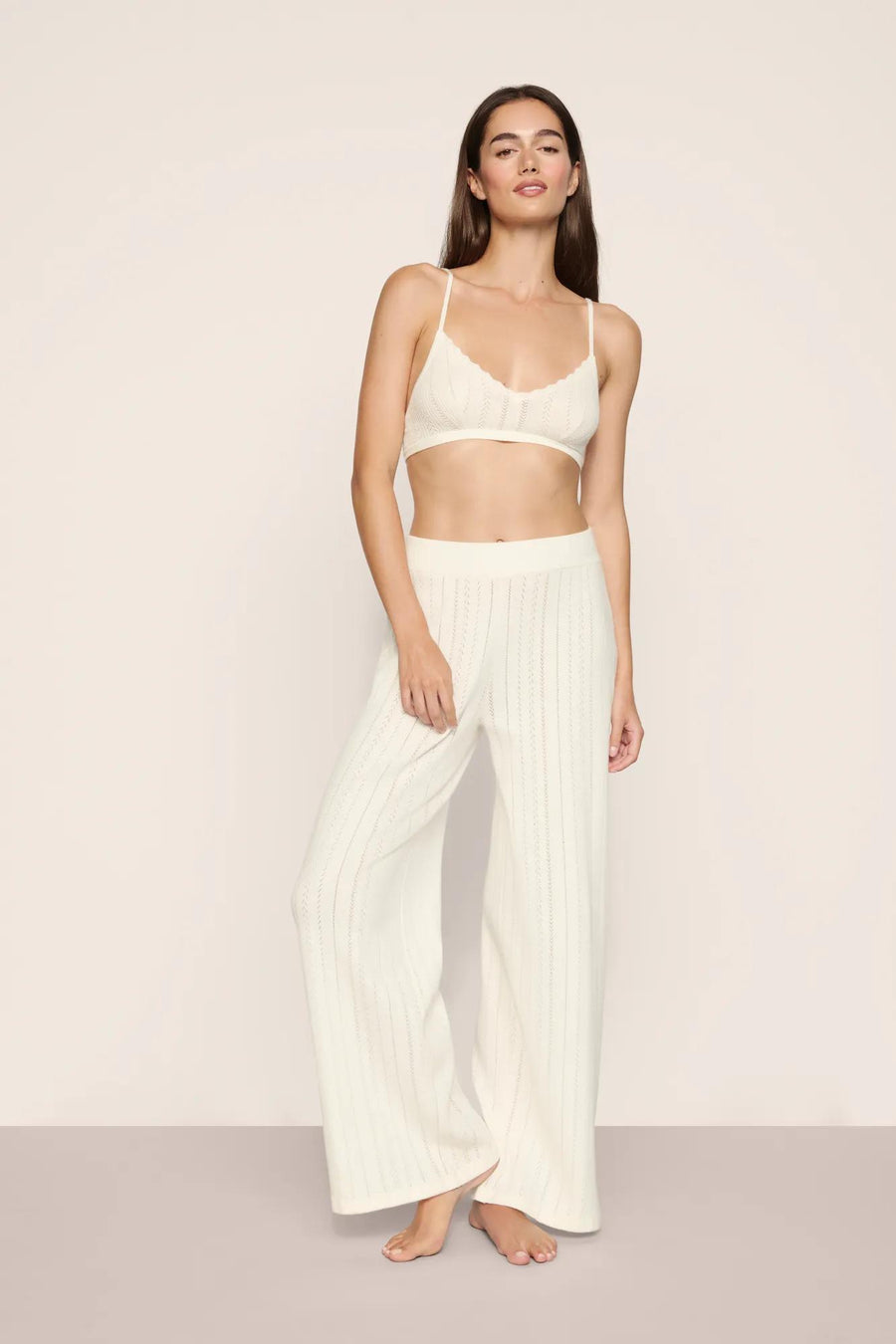 Pointelle Sweater Bralette in Ivory
