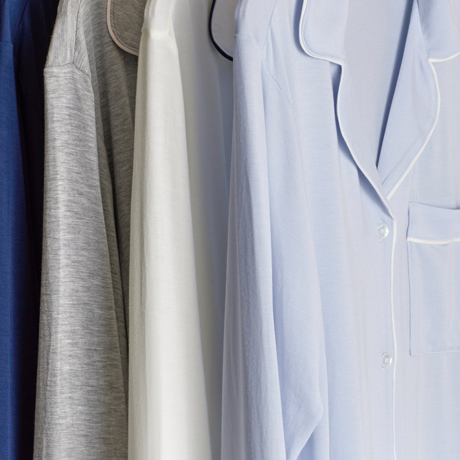 Rack of Gisele Long PJ Sets in multiple colors