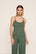 Model is wearing Pointelle Sweater Scoop Neck Cami  in  Desert Sage