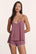 Model is wearing Frida TENCEL™ Modal Cami & Shortie Short PJ Set in Lavender Dusk/Ivory