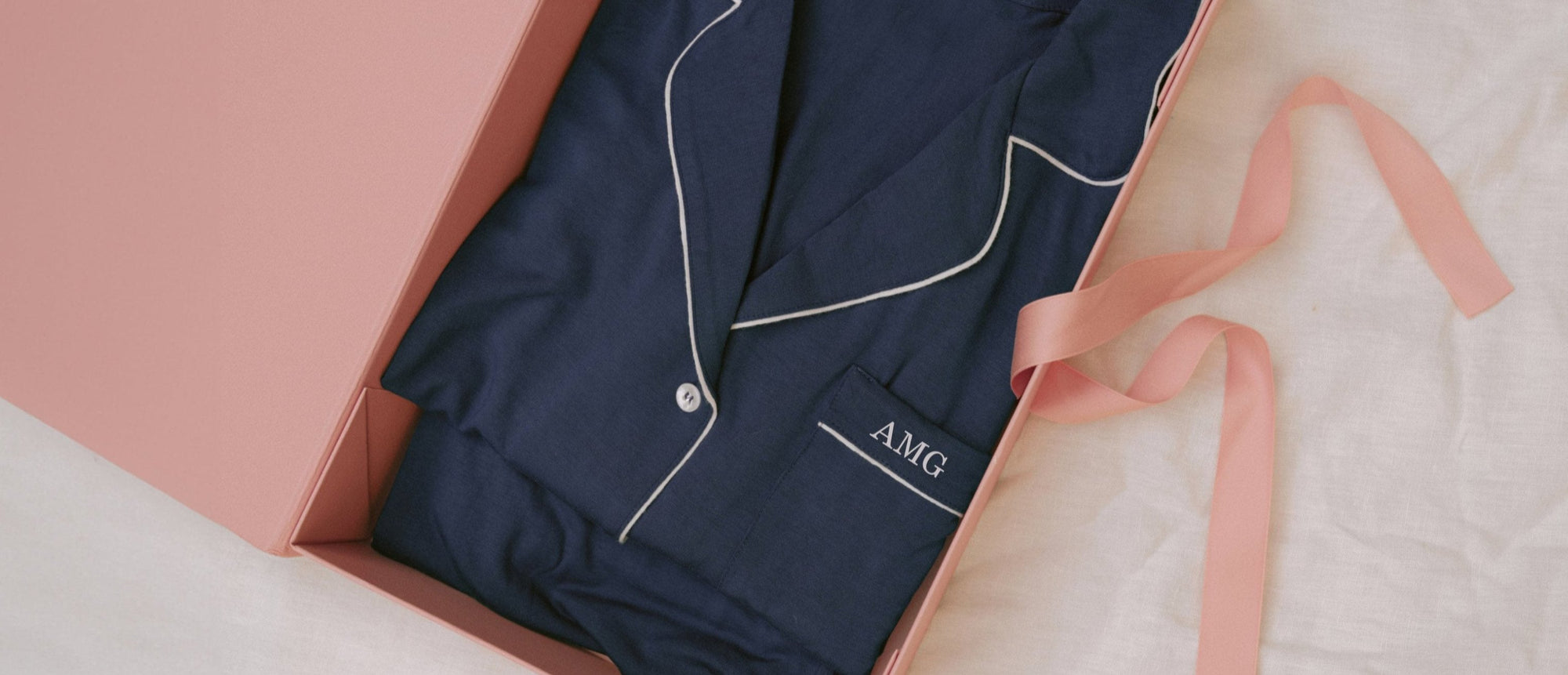 Image of Gisele Long PJ's with monogram detail in box