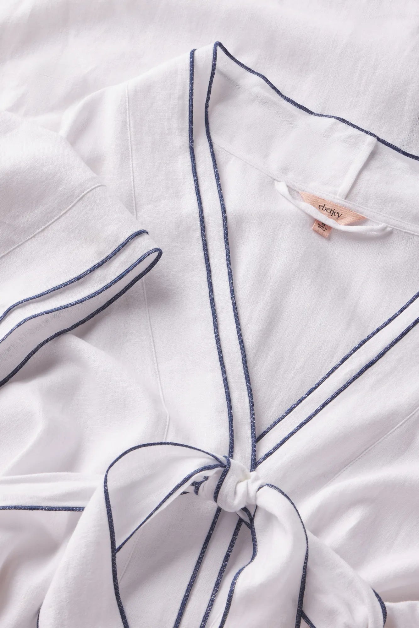 Image of Linen blend robe in white