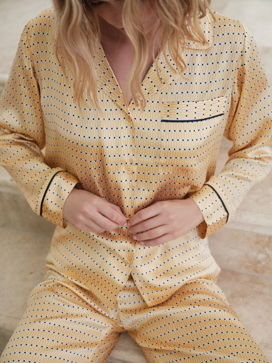 Inez Washable Silk Printed Long PJ Set