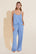 Model wears Gisele Printed TENCEL™ Modal Cami & Pant PJ Set in nordic stripe print