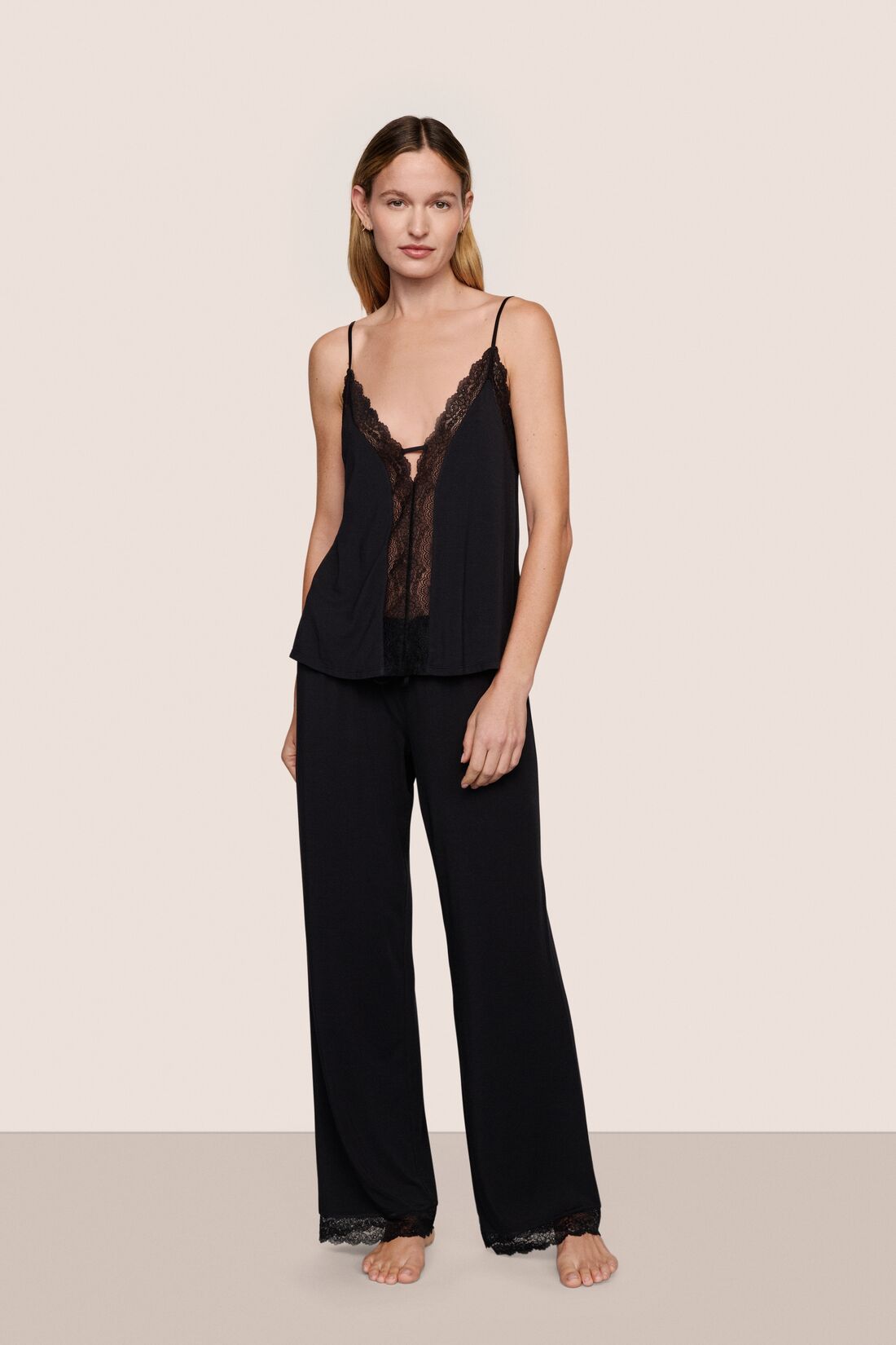 image of Lara TENCEL™ Modal Cami & Pant PJ Set in Black