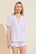 Model wears Nautico Shortie Short PJ Set in White/Lavender.