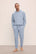 Model in Recycled Boucle Men's Hoodie in Wedgewood.