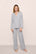 Model Is Wearing Gisele Long Pj Set In Heather Grey/Sorbet Pink
