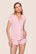 Model is wearing Gisele TENCEL™ Modal Shortie Short PJ Set  in Pink Nectar/Ivory