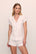 Model is wearing Gisele TENCEL™ Modal Shortie Short PJ Set in White/Ice blue