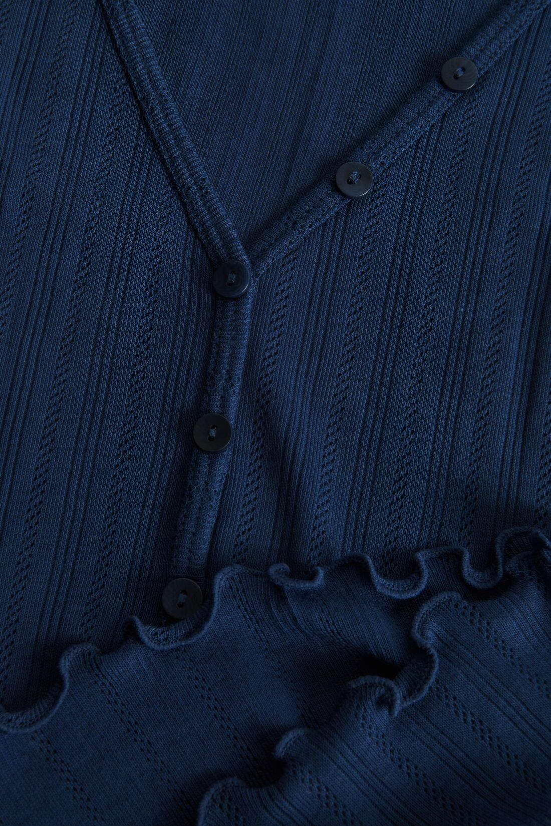 Fabric shot of pointelle detail in Navy