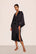 Model is wearing Inez Washable Silk Long Robe in Black