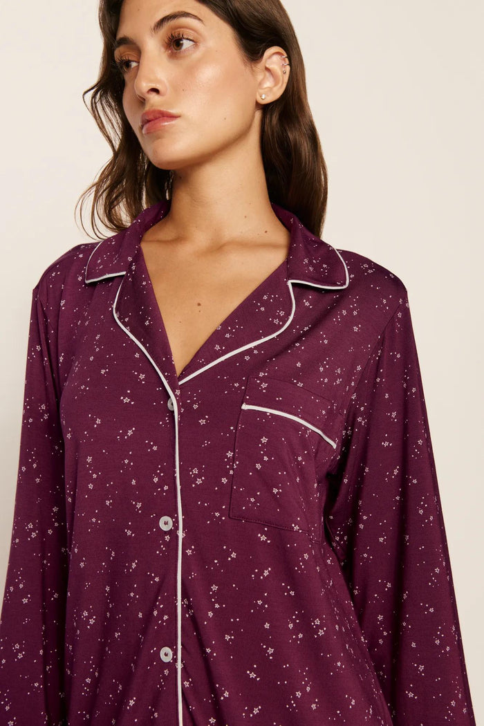 Gisele Printed TENCEL Modal Long PJ Set in Starlight Wildberry
