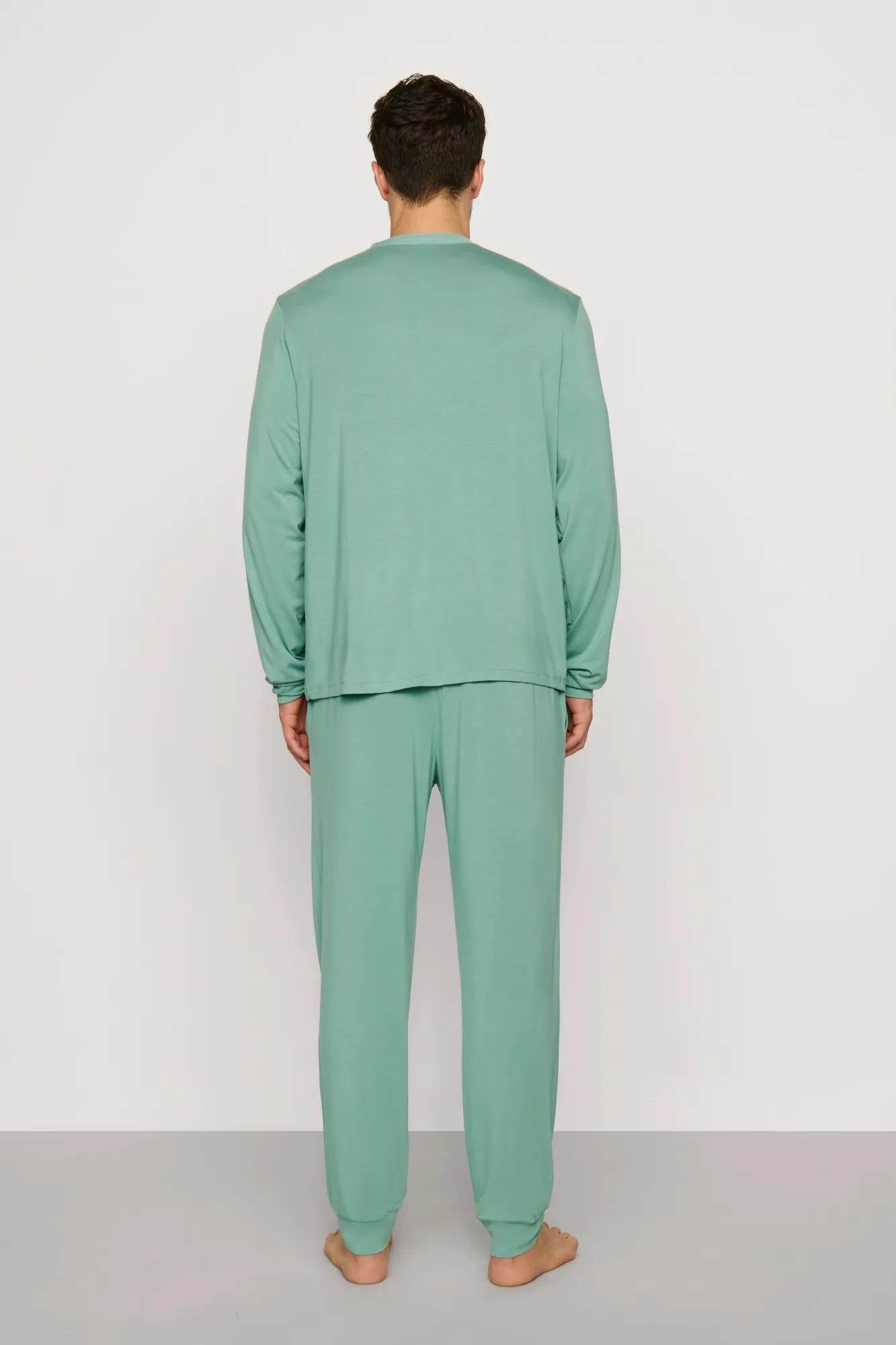 Model is wearing Henry TENCEL™ Modal Long PJ Set in Seagrass