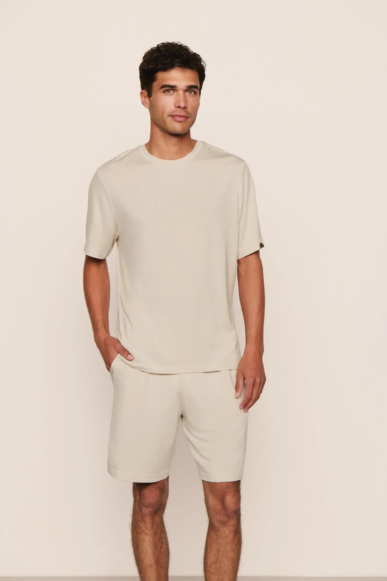 Model is wearing Henry TENCEL™ Modal Short PJ Set  in Moonstruck