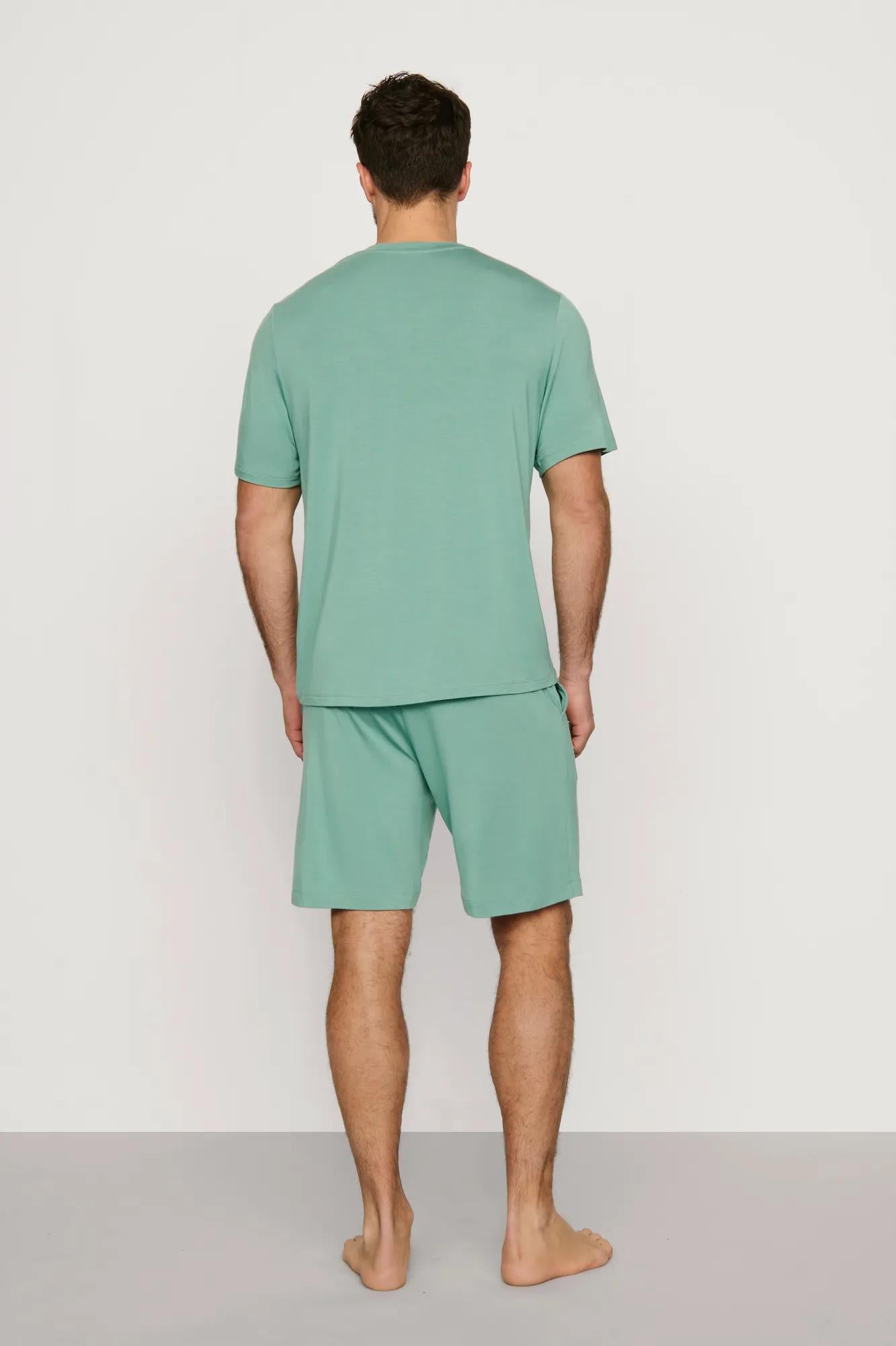 Model is wearing Henry TENCEL™ Modal Short PJ Set in Seagrass