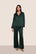Model is wearing Inez Washable Silk Long PJ Set  in Pine/Navy