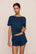 Model is wearing Pointelle Short  in Navy