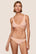 Model is wearing Soft Stretch Recycled Lace Thong  in Buff