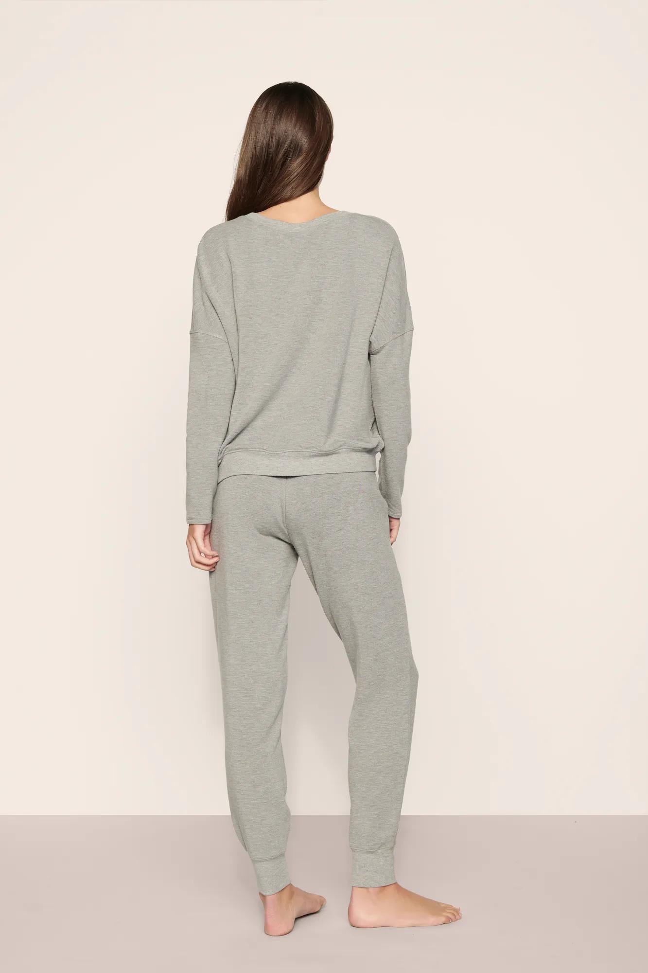 Model is wearing Softest Sweats Jogger in Dark Heather Grey