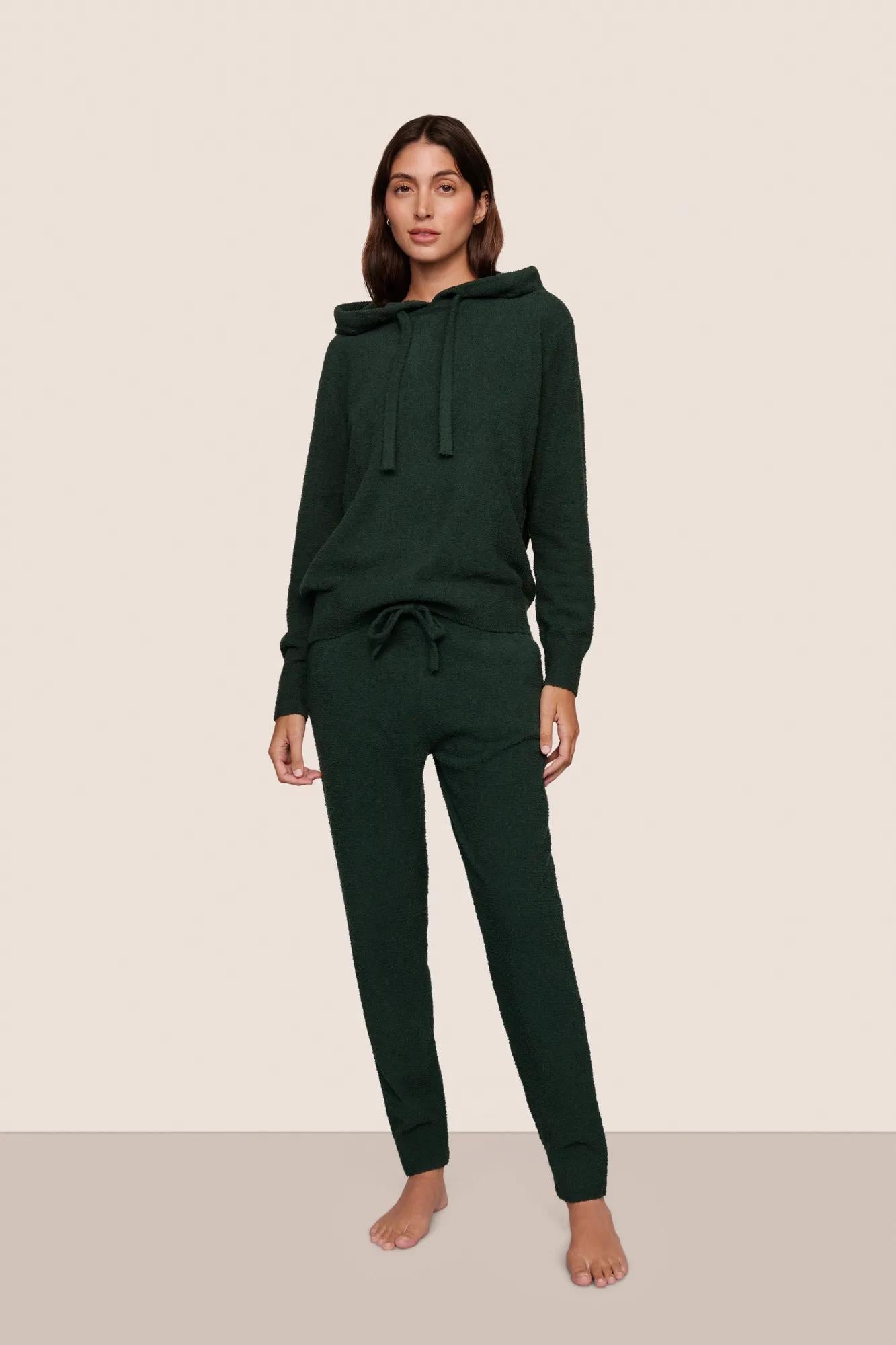 Model is wearing Recycled Boucle Relaxed Fit Jogger  in Pine